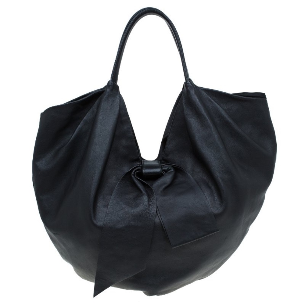 Valentino Bow Black Leather Hobo Bag